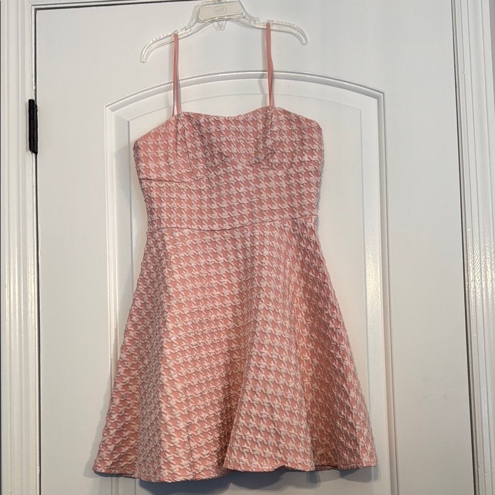 Pink Houndstooth Spaghetti Strap Dress Size XS/2 - Picture 4 of 9